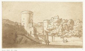 Linnoituksen muuri torneilla Castel Gandolfo tekijältä Anthonie van den Bos