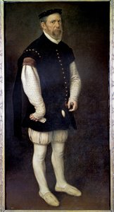 Muotokuva Benaventen kreivi Pejeronin jalassa. Antonio Moron maalaus (1517-1575) 1500-luvun Madrid, Prado-museo