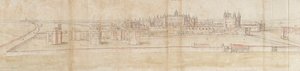 Hampton Courtin palatsi pohjoisesta, 1550-1560 tekijältä Anthonis van den Wyngaerde