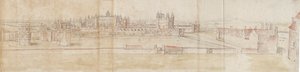 Hampton Courtin palatsi pohjoisesta, 1550-1560 tekijältä Anthonis van den Wyngaerde