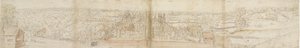 Oatlandsin palatsi etelästä, 1559. Verso: Richmond Palace and Roofs of Oatlands, 1559 tekijältä Anthonis van den Wyngaerde