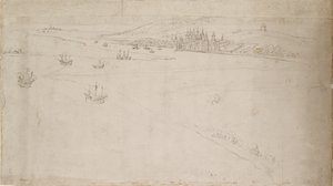 Lontoon panoraama Southwarkista nähtynä: Greenwich, 1554 tekijältä Anthonis van den Wyngaerde