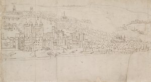 Lontoon panoraama nähtynä Southwarkista: The Tower, 1554