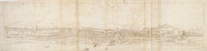 Panoraamanäkymä Roomaan Monte Mariolta, Castel S. Angelo etualalla, 1550-luku