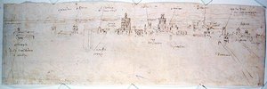 Valencian tutkimus (kynä ja muste paperille) tekijältä Anthonis van den Wyngaerde