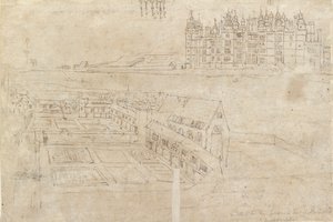 Richmondin palatsin ja Privy Gardensin joen rintama, 1550-luku tekijältä Anthonis van den Wyngaerde