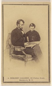 Presidentti Lincoln lukee Raamattua pojalleen Tadille tekijältä Anthony Berger