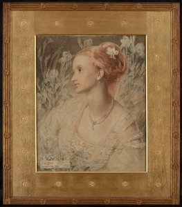 Clara Flower (värilliset liidut kermanväriselle paperille) tekijältä Anthony Frederick Augustus Sandys