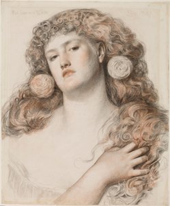 Punainen ruusu ja valkoinen, 1867 (liitu paperille) tekijältä Anthony Frederick Augustus Sandys
