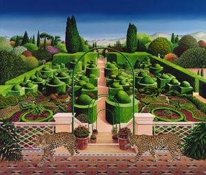 Italialainen puutarha, 1987 (akryylia aluksella)