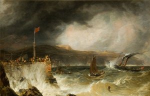 Pakettivene saapumassa satamaan, 1855. tekijältä Anthony Vandyke Copley Fielding
