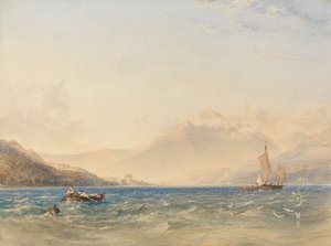 Loch Fynen pää Dindarran linnan kanssa tekijältä Anthony Vandyke Copley Fielding