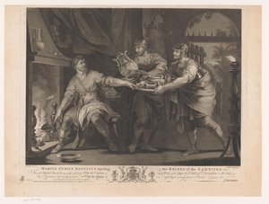 Manius Curius Dentatus kieltäytyy samnilaisten lahjoista Marcus Curius Dentatus hylkää samnilaisten lahjukset (otsikko esineessä) 1700-luvun maalauksia Devonshiren kokoelmasta (sarjan nimi)