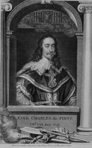 Charles I (1600-49) Ison-Britannian ja Irlannin kuningas vuodesta 1625, kaiverrus George Vertue (1684-1756) (kaiverrus) tekijältä Anthony van (after) Dyck
