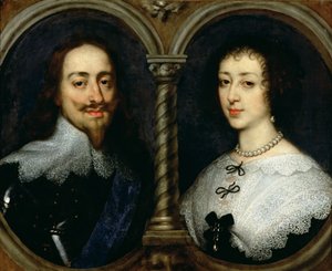 Englannin Kaarle I (1600-49) ja kuningatar Henrietta Maria (1609-69) tekijältä Anthony van Dyck