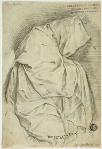 Verhoutunut ja hupullinen hahmo (etusivu); kaksi luonnosta joutsenista vedessä (kääntöpuoli). tekijältä Anthony van Dyck