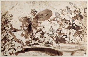 Horatius Cocles puolustamassa Tiber-siltaa (kynä ja muste pesulla paperille) tekijältä Anthony van Dyck