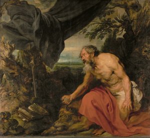 Pyhä Hieronymus, maalattu Van Dyckin työskennellessä Rubensin työpajassa (maalaus kankaalle). tekijältä Anthony van Dyck