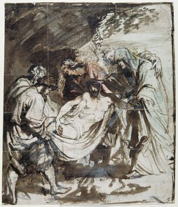 Study for the Tombment, n. 1617-1618 (kynä ja muste liitujen päällä pesuaineella ja guassi paperilla) tekijältä Anthony van Dyck