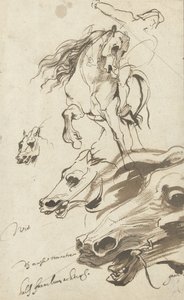 Tutkimus ratsastajasta ja hevosen päästä, 1620-1 (kynä ja wc paperilla) tekijältä Anthony van Dyck
