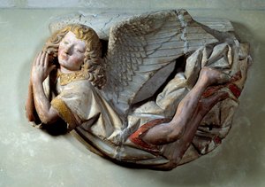 Lentävä enkeli Monivärisestä kalkkikivestä tehty kohokuva Antoine the Moiturierille (1425-1495) on tarkoitettu "Jaquotin Ogierin ja hänen vaimonsa Pernetten tarjoamaan Mise au tombeau -museoon". Chapelles des Carmesista Semurissa Auxois