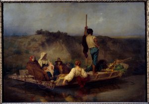 Mal"aria Malaria: italialainen perhe, joka pakenee tartuntaa. Ernest Antoine Auguste Hebertin maalaus