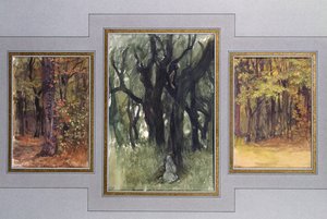 Tammi ja metsä, Villa Medici, Rooma tekijältä Antoine Auguste Ernest Herbert or Hebert
