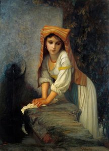 Ernest Hebertin (1817-1908) nuori lavandiere-maalaus 1800-luvun aurinko. 0,88x1,2 m Pariisi, Musee Hebert