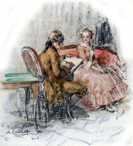 Werther piirtää Charlottea tekijältä Antoine Calbet