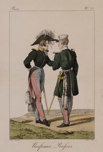 Venäläiset univormut (käsinvärinen kaiverrus) tekijältä Antoine Charles Horace Vernet