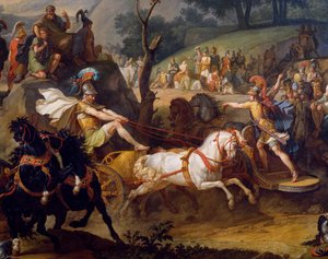 Hautajaiset Patrokleen kunniaksi, Akhilleuksen yksityiskohta hänen vaunuissaan, n. 1790 öljy kankaalle katso myös 346199