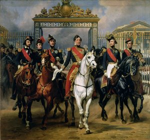 Ranskan kuningas Louis-Philippe (1773-1850) ja hänen poikansa lähtevät Versailles
