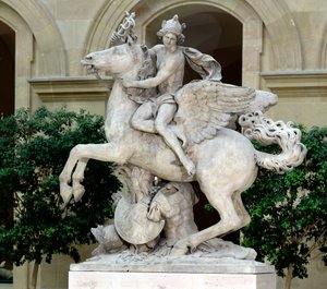 Mercury ratsastaa Pegasuksella, joka tunnetaan nimellä "Marlyn hevonen", 1701-02 (marmori)