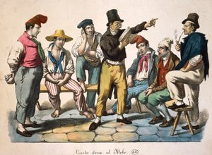 Tarinankertoja telakalla, Antoine-Jean-Baptiste Thomas (1791-1834), print, Ranska