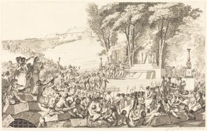 Uudelleensyntymisen lähde Bastillen raunioilla, 10. huhtikuuta 1793 tekijältä Antoine Jean Duclos after Charles Monnet