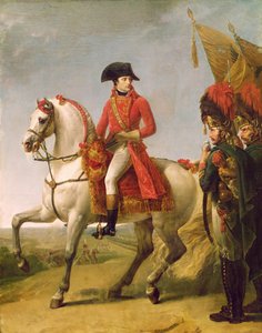 Napoleon Bonaparte (1769-1821) ensimmäinen konsuli, arvioi joukkojaan Marengon taistelun jälkeen, 1802-03 tekijältä Antoine Jean Gros