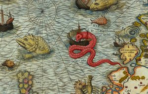 Yksityiskohta Olaus Magnuksen (1490-1557) merikartalta (Carta marina) tekijältä Antoine Lafrery