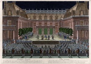 Edustus Versaillesin linnan marmoripihalla, Jean Baptiste Lullyn (Giovanni Battista Lulli) (1632-1687) d
