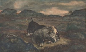 Bear Killing Bull, 1810-75. tekijältä Antoine Louis Barye