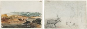 Maisema (recto); Eläintutkimukset (käänteinen) tekijältä Antoine Louis Barye