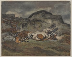 Rolling Tiger, n.1840 (wc paperilla) tekijältä Antoine Louis Barye