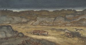 Tiger Stalking Prey, . tekijältä Antoine Louis Barye
