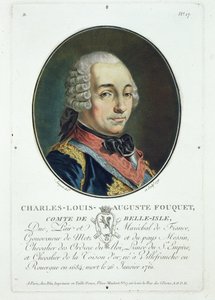 Charles-Louis-Auguste Fouquet (1684-1761) teoksesta "Muotokuvia suurista miehistä, maineikkaista naisista ja ikimuistoisista Ranskan aiheista", julkaistu 1787-92 tekijältä Antoine Louis Francois Sergent Marceau