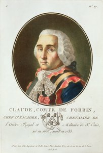 Claude (1656-1733) Comte de Forbin, 1789, teoksesta "Muotokuvia suurista miehistä, maineikkaista naisista ja ikimuistoisista Ranskan kohteista", kaiverrettu 1787-92 tekijältä Antoine Louis Francois Sergent Marceau
