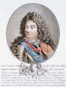 Claude Louis Hector de Villars teoksesta "Muotokuvia suurista miehistä, maineikkaista naisista ja mieleenpainuvista Ranskan kohteista, kaiverrettu ja painettu väreillä", julkaisija Pierre Blin, 1786-92, Paris (väri fi tekijältä Antoine Louis Francois Sergent Marceau