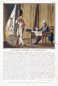 Francois Chevert (1695-1769) innostaa rohkeuteen, kaiverrettu Jean Baptiste Morret