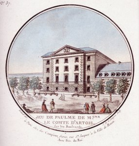 Artoisin tilin palmupeli bulevardeilla. Kersantin prittoreskissa näkymässä Pariisin päärakennuksiin tekijältä Antoine Louis Francois Sergent Marceau