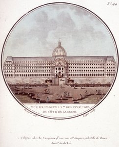 Näkymä hotelli regional des Invalides Seinen puolella, Pariisi. Kersantin pittoresque näkymät Pariisin päärakennuksiin tekijältä Antoine Louis Francois Sergent Marceau