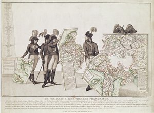 Ranskan armeijoiden voitto, Napoleon ja hänen kenraalit pitävät karttoja voittostaan Loebenin rauhan aikaan, 18. huhtikuuta 1797, n. 1797