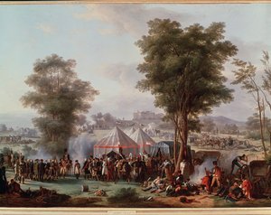 Keisari Napoleon I:n bivouac lähellä Ebersbergin linnaa Itävallassa 4.5.1809 (maalaus